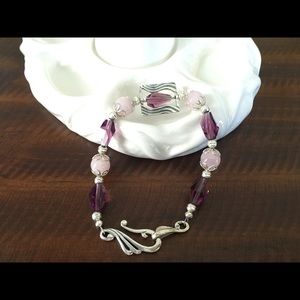 Rose Quartz bracelet with 925 sterling silver bead